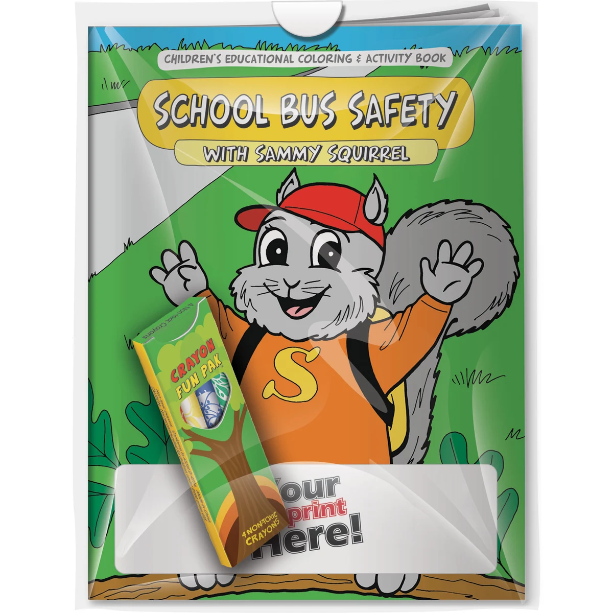 Combo Pack - CB1018 Coloring Book & 4-Pack of Crayons (Imprinted) in a Poly Bag 1