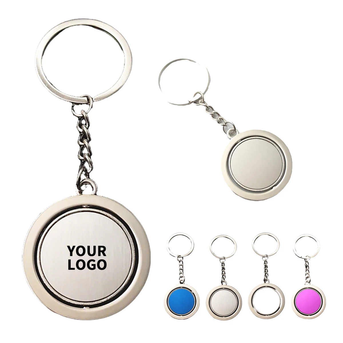 Zinc Alloy Rotatable Emblem Key Ring 3.6" Length 1