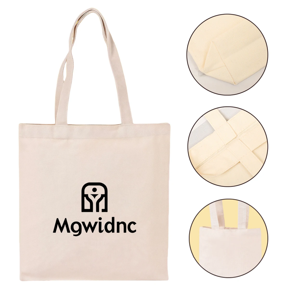 Beige Reusable Canvas Tote Bag 1
