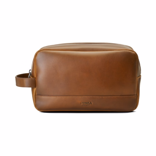 Shinola Zip Travel Kit - Medium Brown Navigator Leather