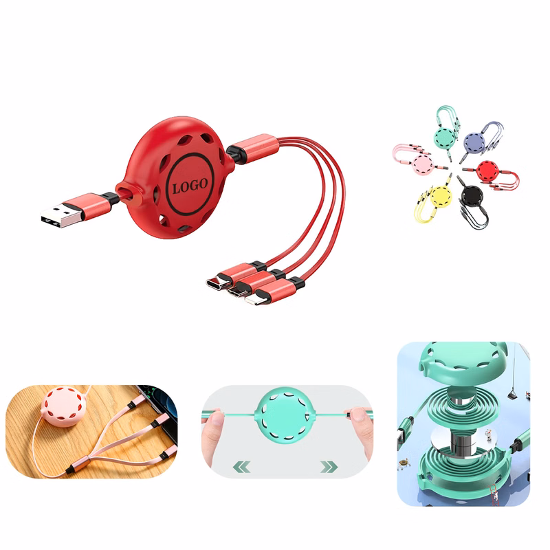 Custom Retractable 3in1 Multi USB Charging Cable 2A