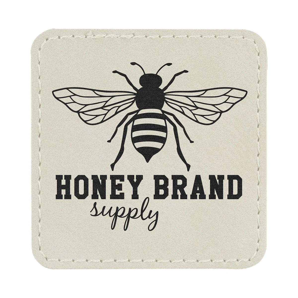2" White Leatherette Square Patch with Adhesive 1