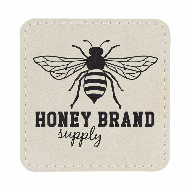 2" White Leatherette Square Patch with Adhesive