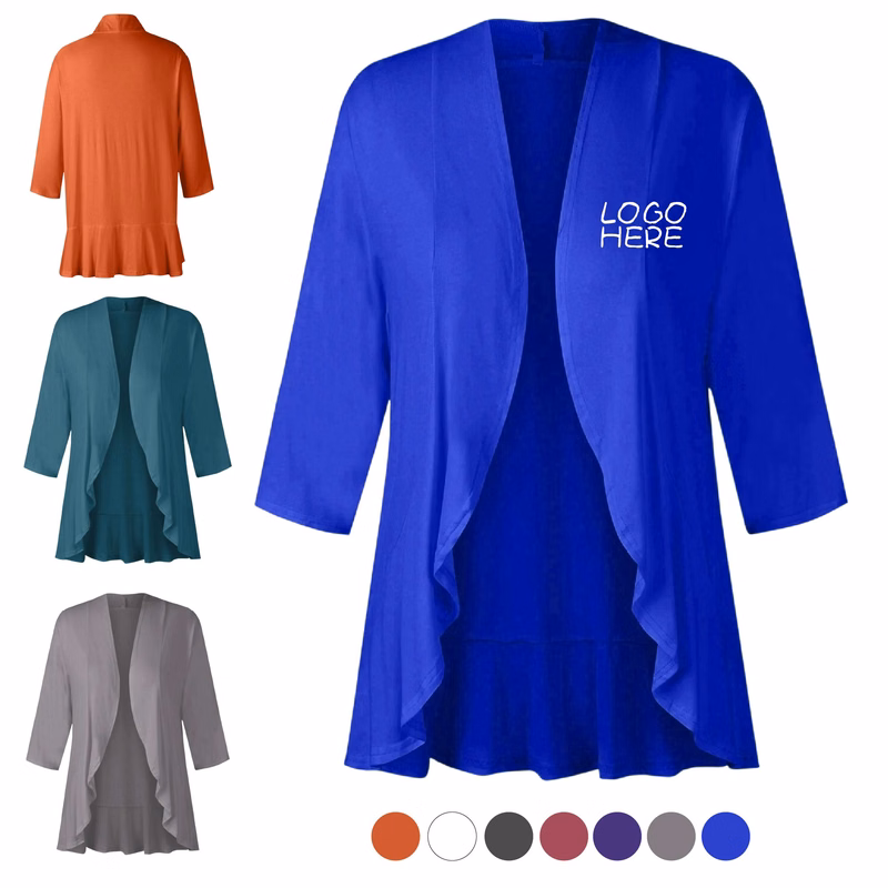 Open Front Lightweight Ruffle Cardigan