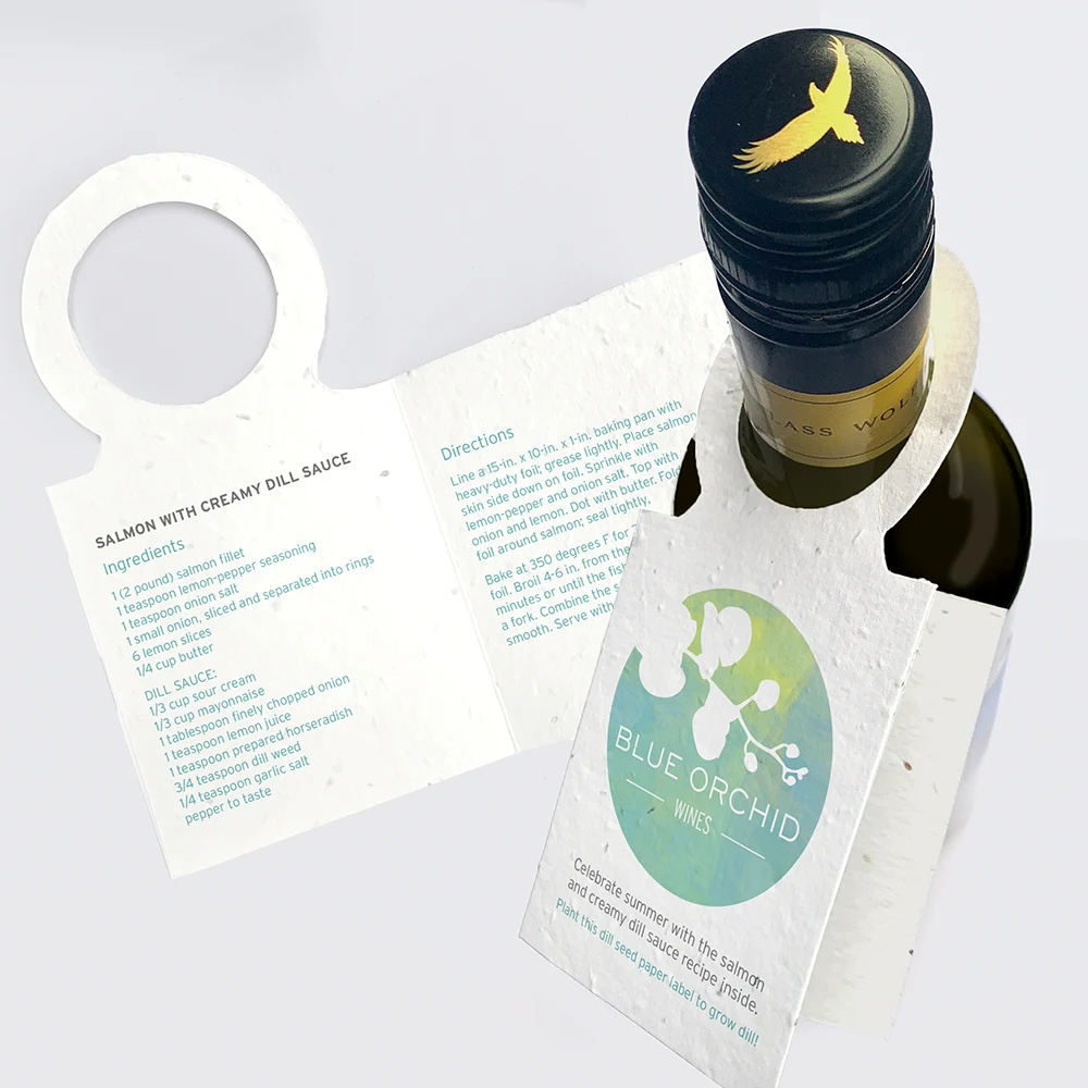 Double-Sided Seed Paper Wine Bottle Tag With Fold 1