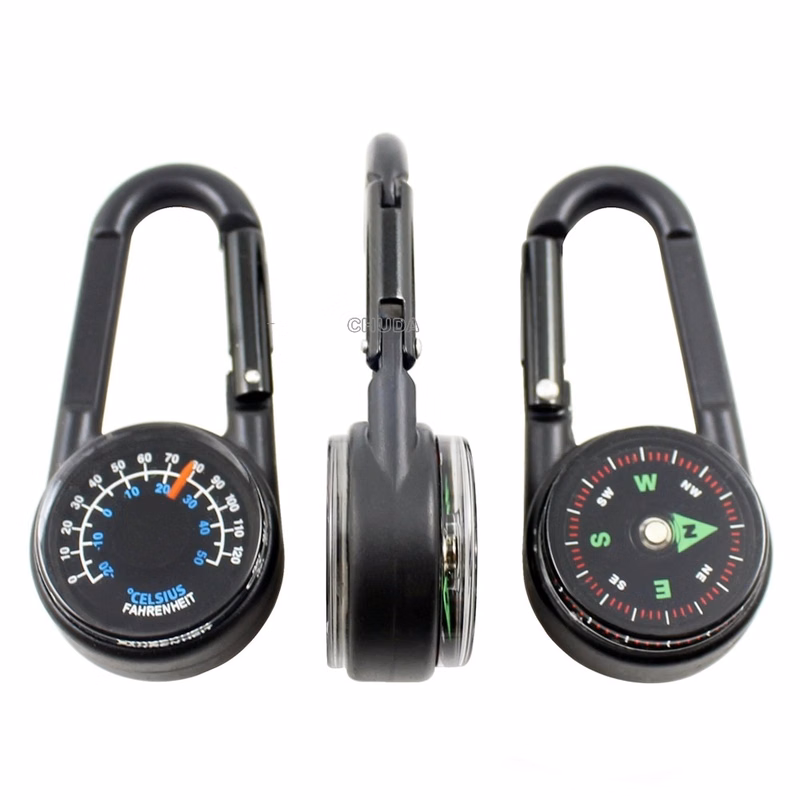 Carabiner with Compass and Thermometer