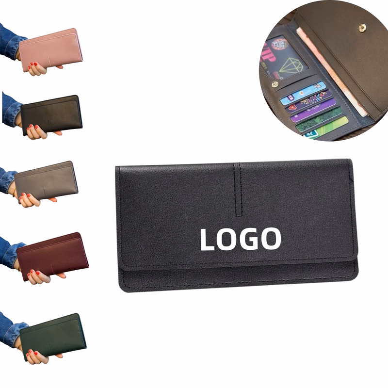 Women's Slim Leather Bifold Wallet Multiple Long Card Holder