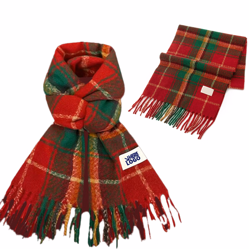 Plaid Feel Scarf Versatile Fashion Accessory Christmas Plush
