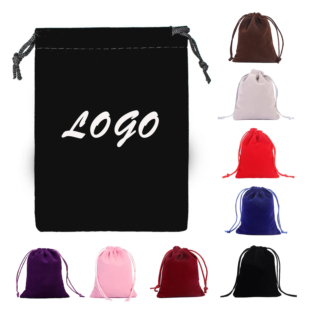 Drawstring Flocking Pouch Durable Jewelry Storage Bag 1