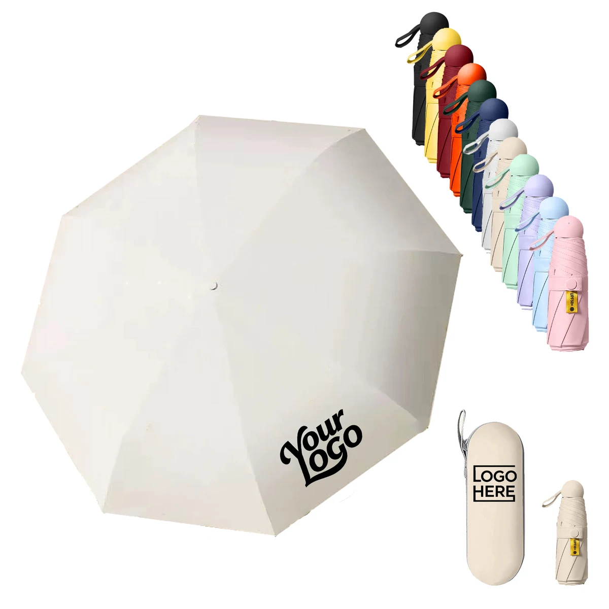 Compact Folding Travel Umbrella with Case Windproof Portable 1
