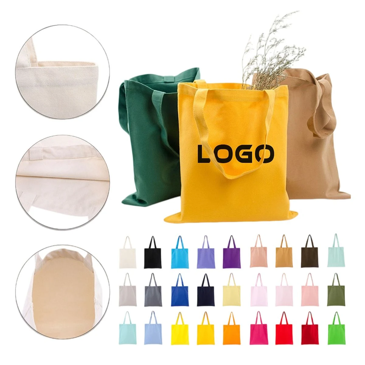 Custom Handheld Canvas Bags, custom tote bag with logo imprint 1