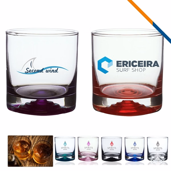 Custom 9.5 oz Whiskey Glass with Spiral Base — Full-Color Refined Drinkware