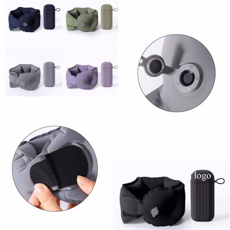 Compact Inflatable Camping U Pillow with Carry Case