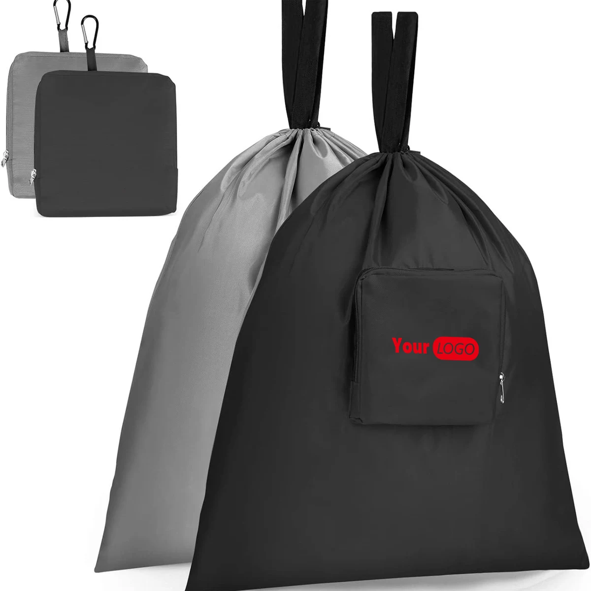 Oxford Durable Drawstring Storage Bag With Front Zipper Pocket 1