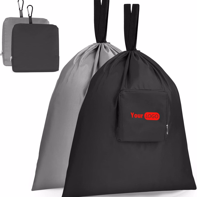 Oxford Durable Drawstring Storage Bag With Front Zipper Pocket