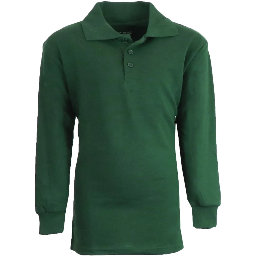 Boys' Uniform Polo Shirts - Sizes 16 - 20 Hunter Green Long Sleeve 1