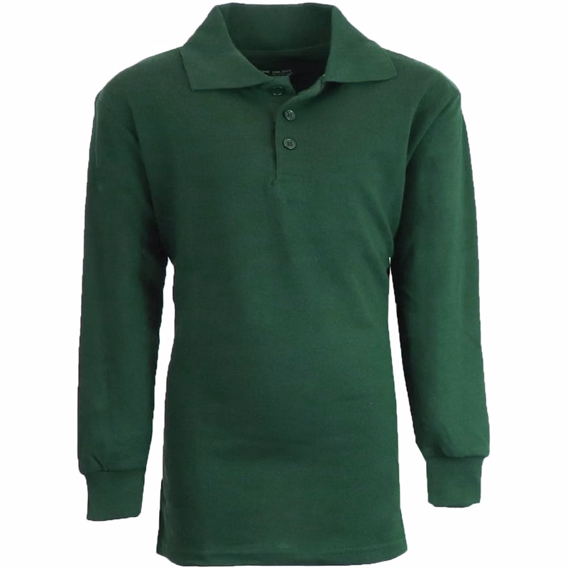 Boys' Uniform Polo Shirts - Sizes 16 - 20 Hunter Green Long Sleeve