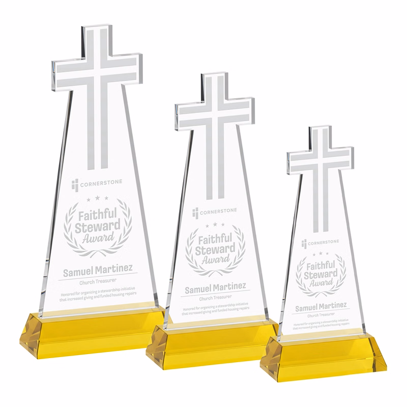 Cross Award on Hartford Base - Gold
