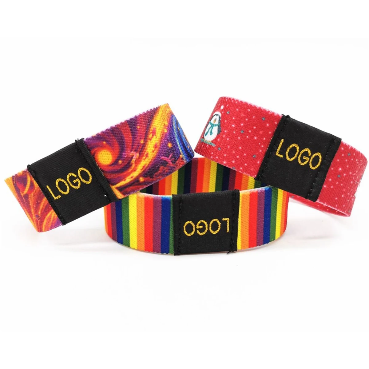 3/4" Sublimated Elastic Event Wristband w/ Customizable Woven Label 1