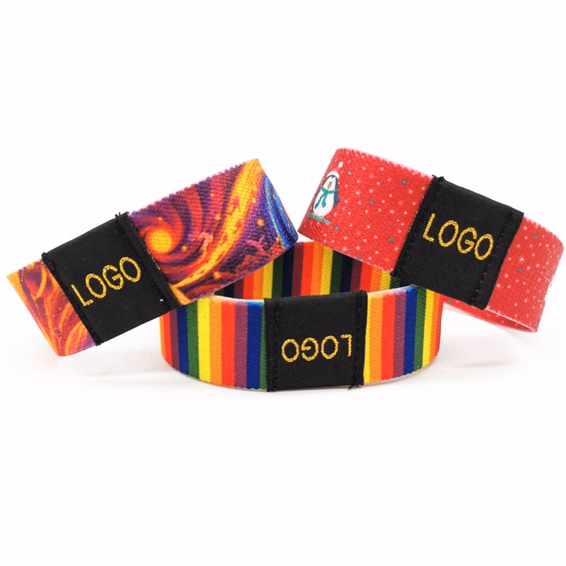 3/4" Sublimated Elastic Event Wristband w/ Customizable Woven Label