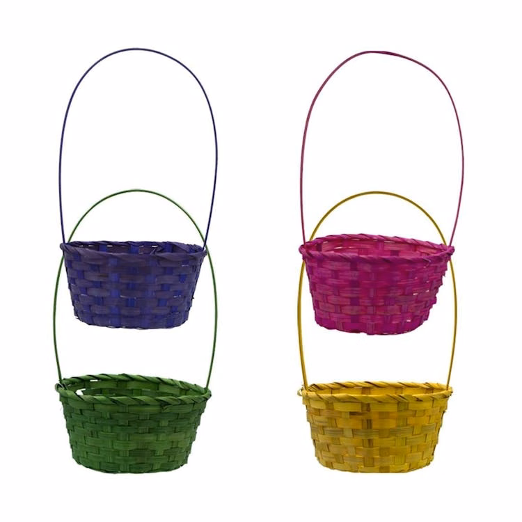 Round Easter Baskets Assorted Solid Colors - 8"x4"
