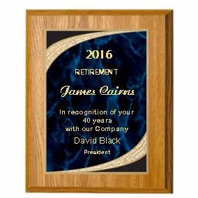 7" x 9" Oak Finish Plaque with a Blue Majestic Plate