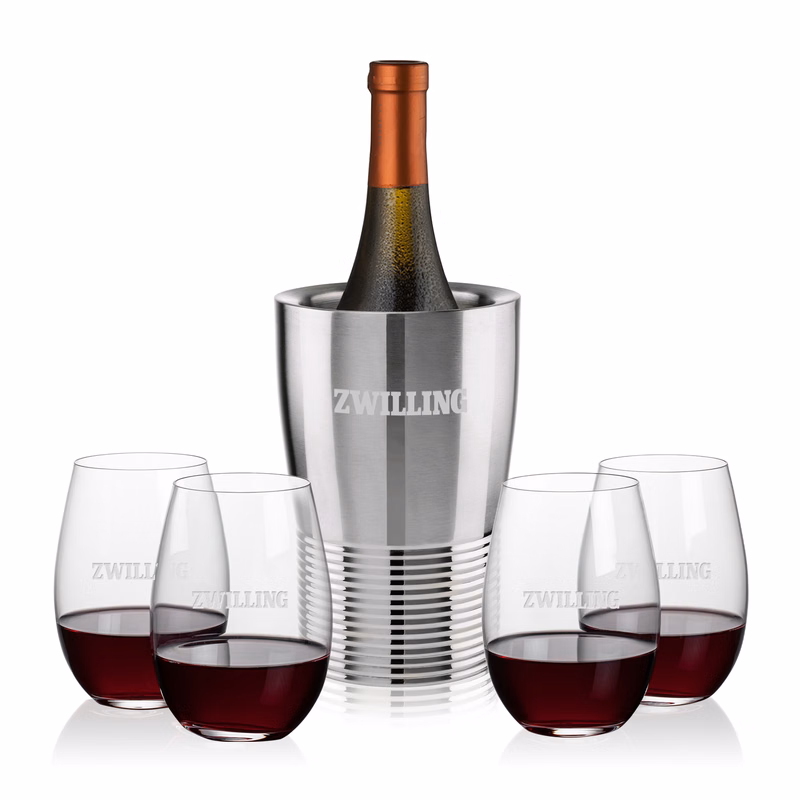 Genoa Wine Cooler & Laurent Stemless Wine Set