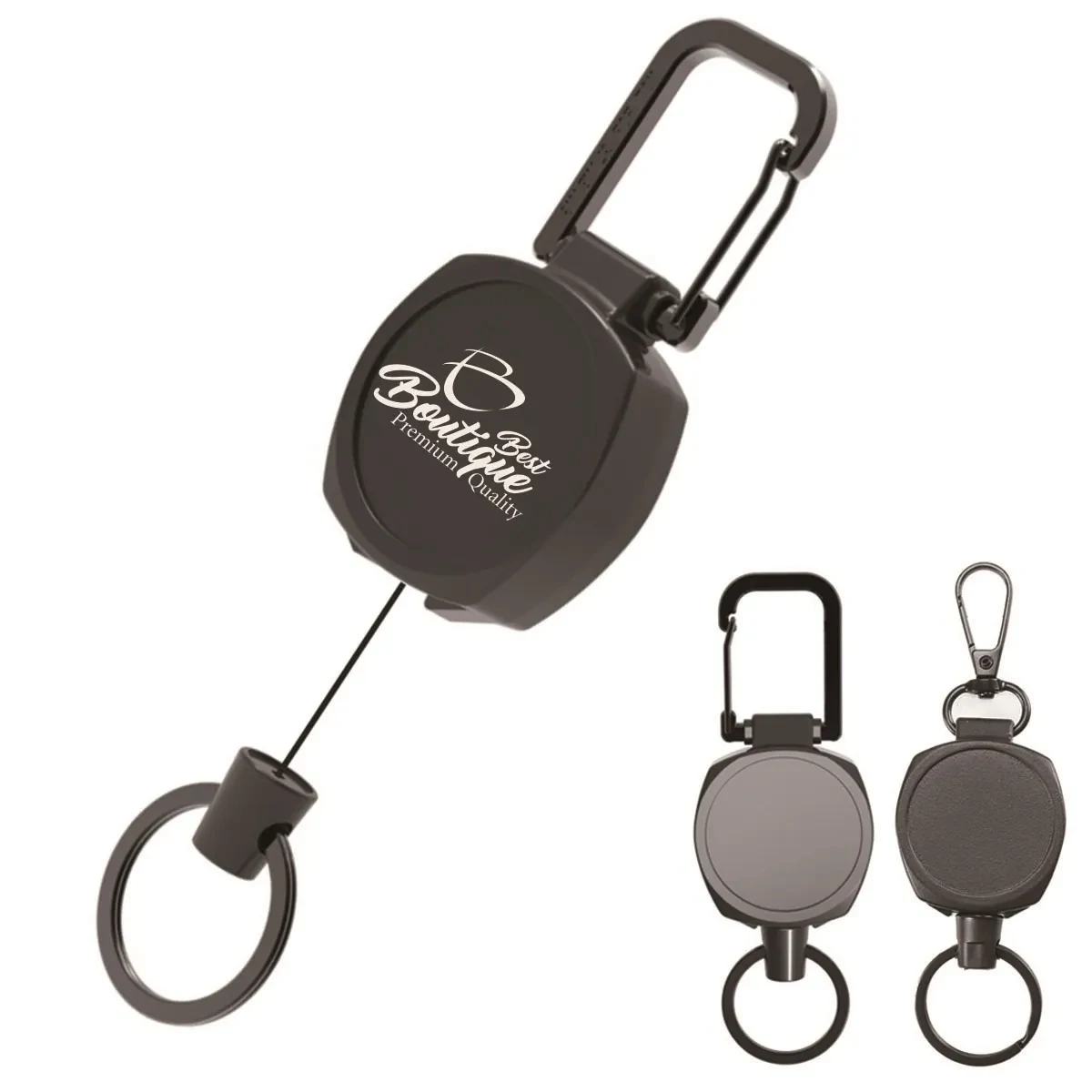 Keychain Carabiner Badge Holder with Retractable Cord 1