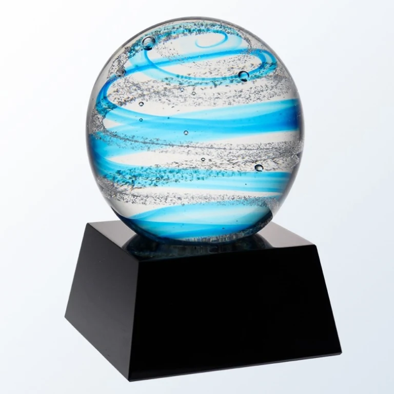 Blue Snow Globe w/Black Base Award 1