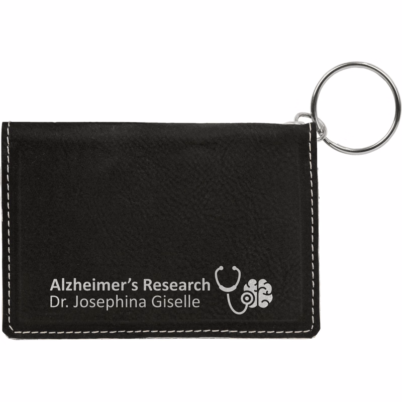 Black/Silver Leatherette Keychain ID Holder
