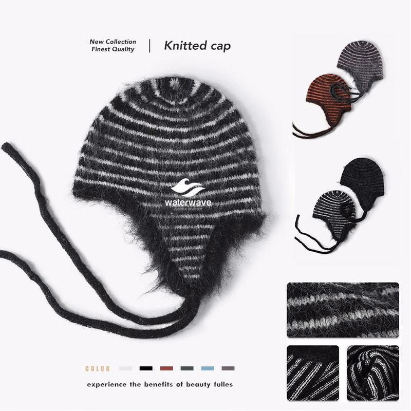 Unisex Striped Knit Winter Cap Warm Ear Protection Hat