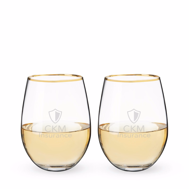 Twine Living® Gilded Stemless Wine Glass, set of 2