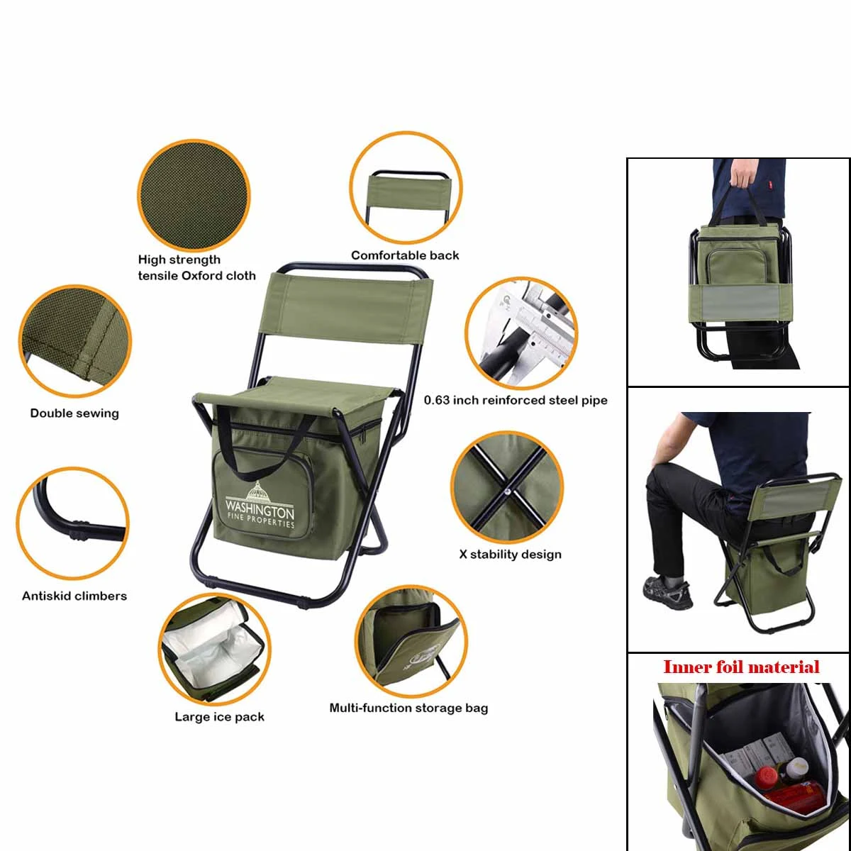 Foldable Backrest Ice Pack Chair 1