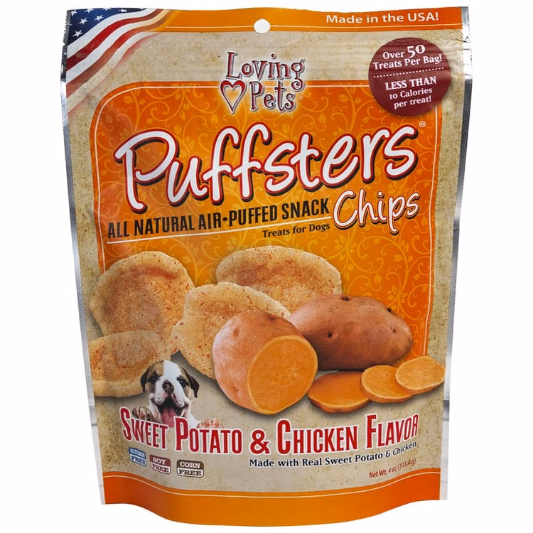 Dog Puffsters Chips - Sweet Potato with Chicken Flavor 4 oz