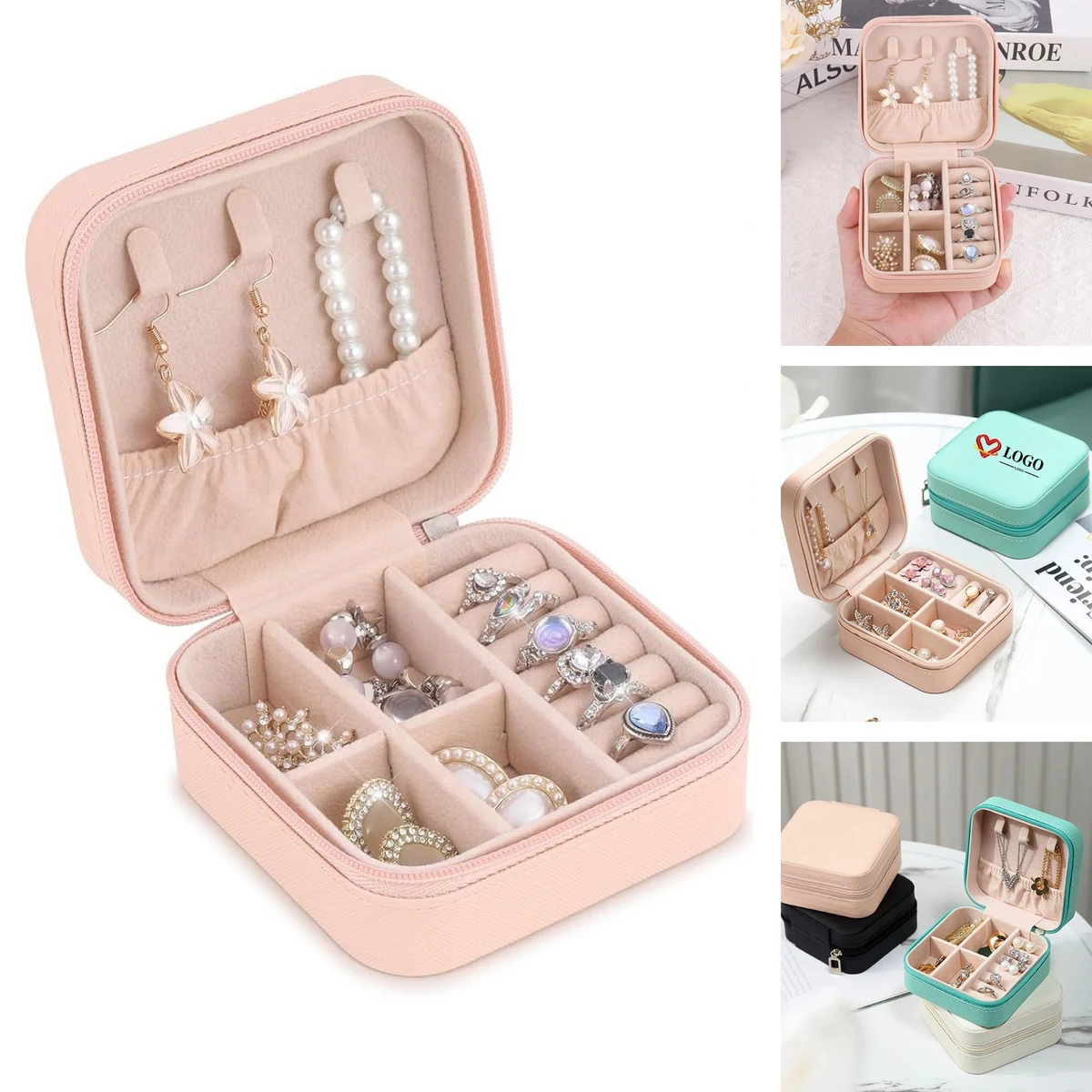 Pu Leather Small Jewelry Box Travel Portable Jewelry Case 1