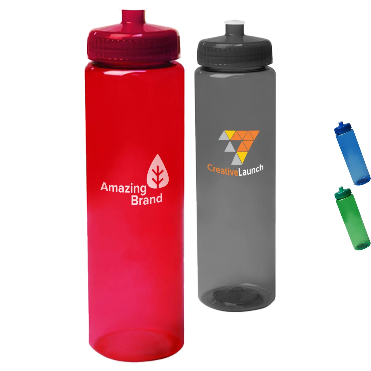 32 oz. Transparent Poly Plastic Sports Water Bottles 1