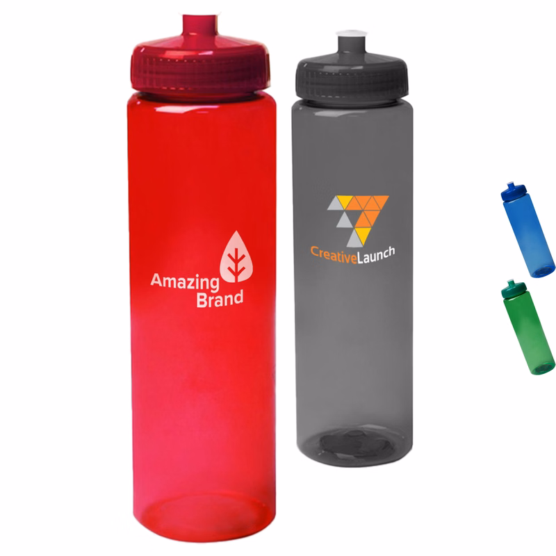32 oz. Transparent Poly Plastic Sports Water Bottles