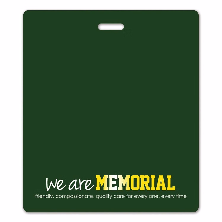 USA Made Laminated Plastic Nearly Square Badge Talker with Tag Slot (3.375"x3.875")