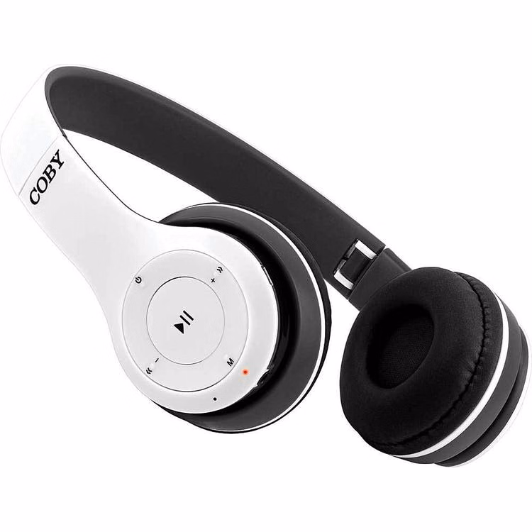COBY Bluetooth Over-Ear Headphones - White Foldable