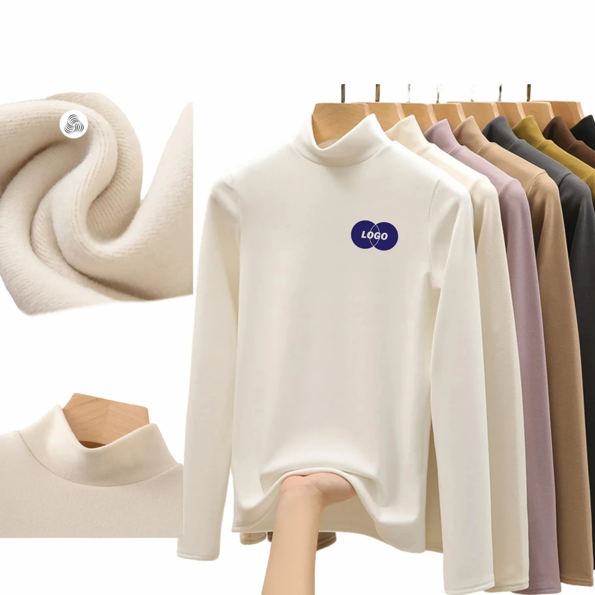 Half - High Neck Thermal Fleece Undershirt, custom hoodie or sweatshirt with logo imprint 1
