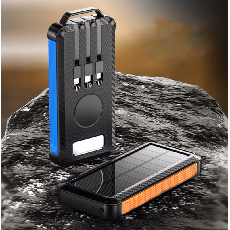 10000mah Portable Wireless Solar Charger Power Bank w/ Cable