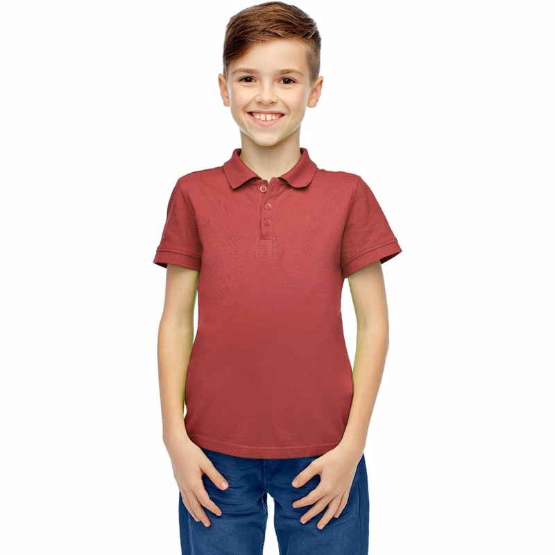 Boys' Uniform Polo Shirts - Burgundy Short Sleeve Size 14