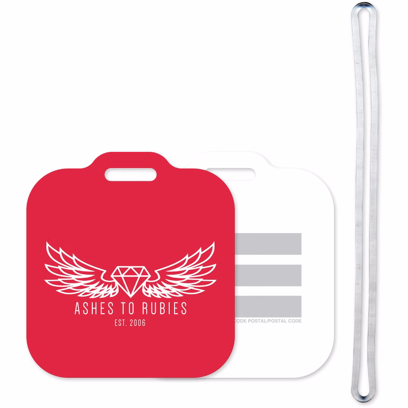 Luggage Tag (2 1/2" x 2 3/4") Mini Square Spot Colour Front Imprint with 6" Loop