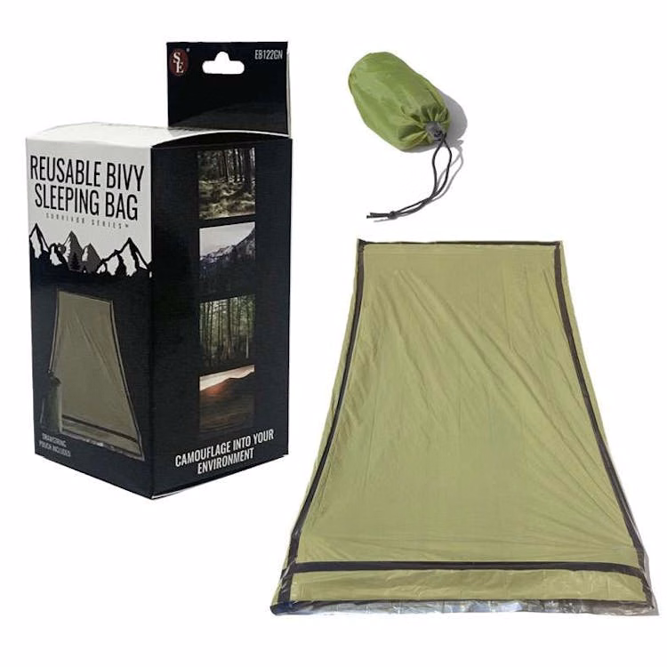 Heavy-Duty Emergency Bivy Aluminized PE Sleeping Bag Green - 84" x 36"