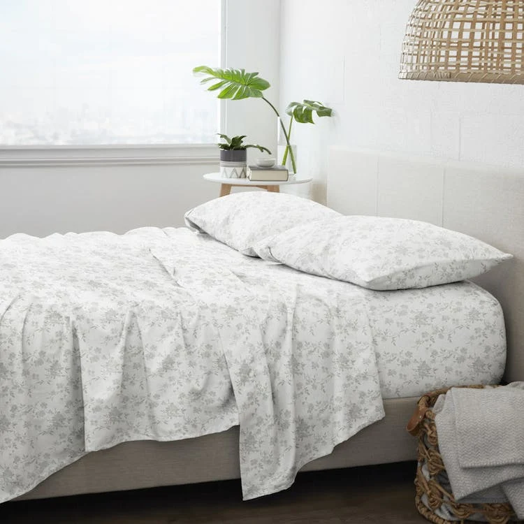 Flannel Bed Sheets - Sylvan Rose Cali King 4 Set 1