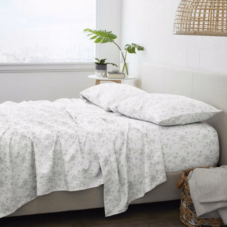 Flannel Bed Sheets - Sylvan Rose Cali King 4 Set