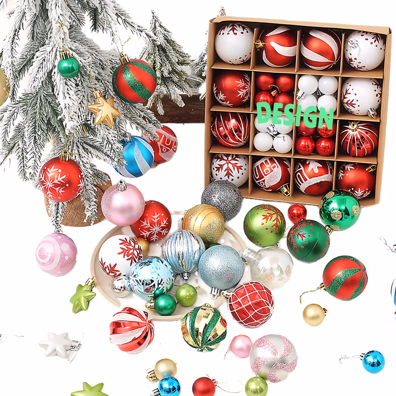Premium Christmas Bauble Set With Unique Designs