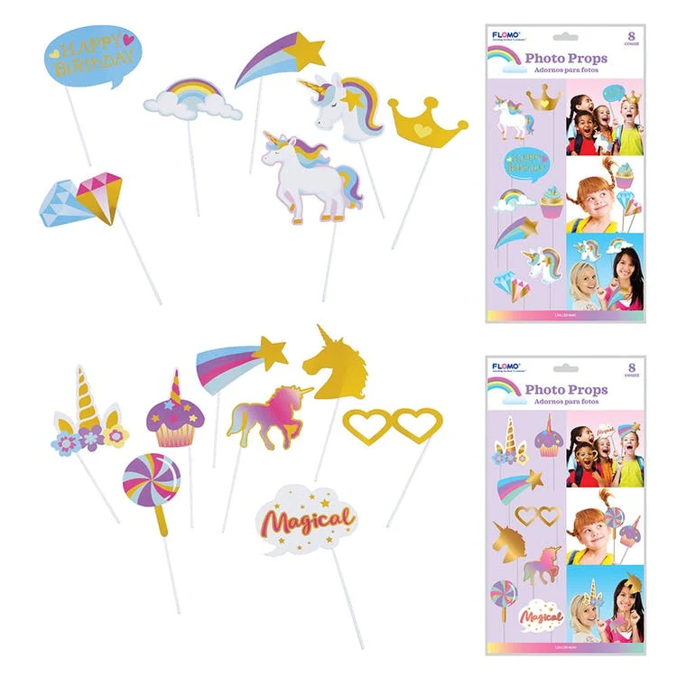 Party Photo Props - Unicorn Theme 8 Pack 1