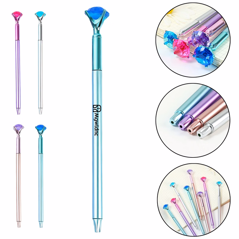 Large Diamond Pen Creative Crystal Metal Ballpoint Gift Pen Smooth Writing Comfortable Durable