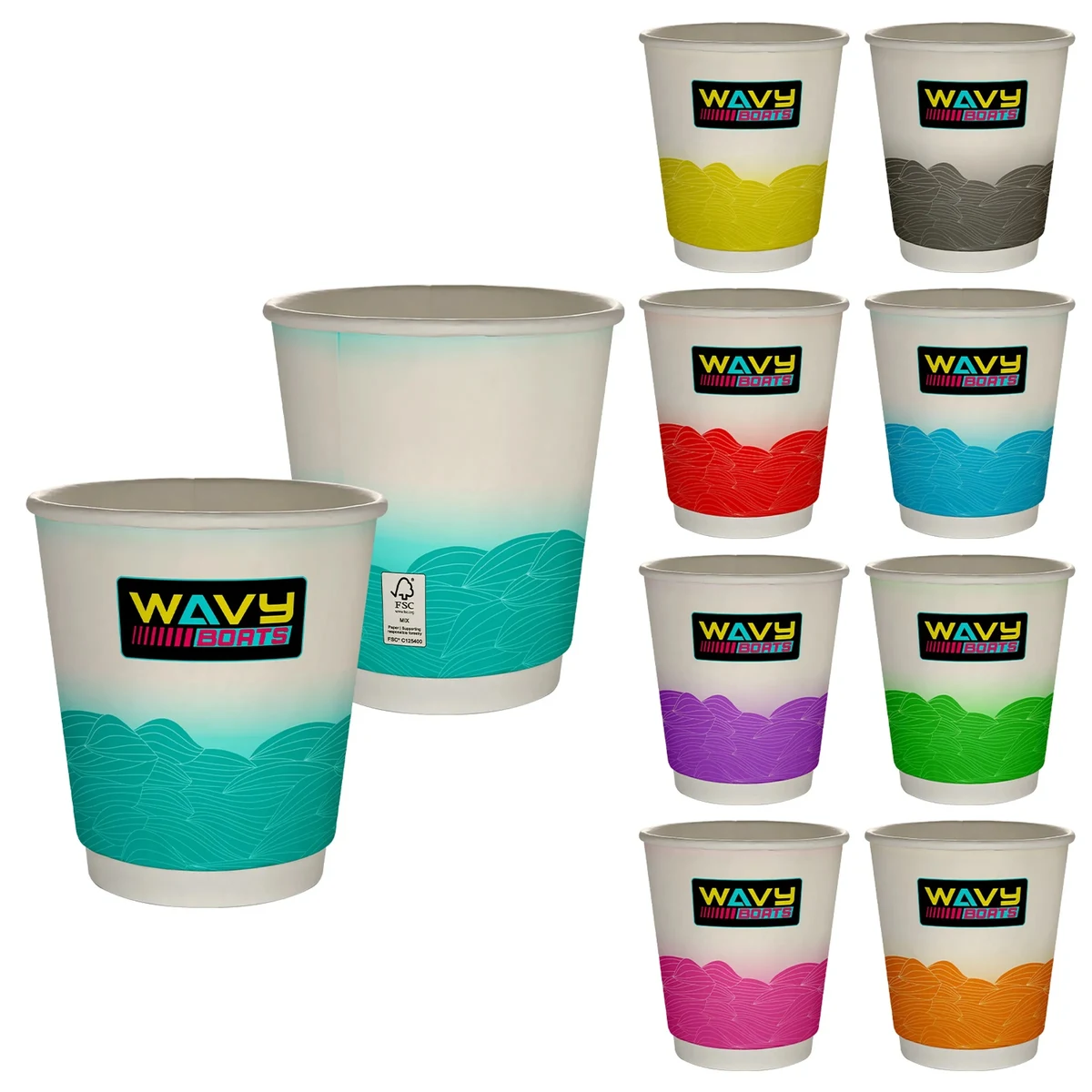 10 oz Full Color Turbulent Waves Insulated Paper Cup 1